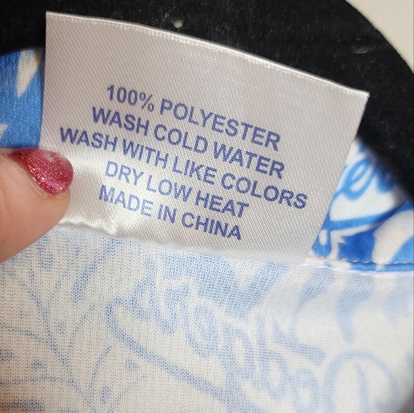 LA Dodgers Hawaiian Print Sort Sleeve Button Up Shirt Blue White Size Medium - Picture 14 of 16